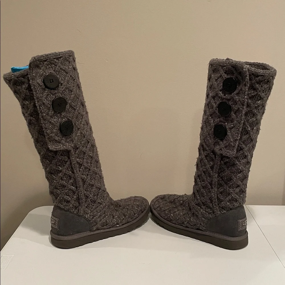 UGG Charcoal Cable Knit Boots